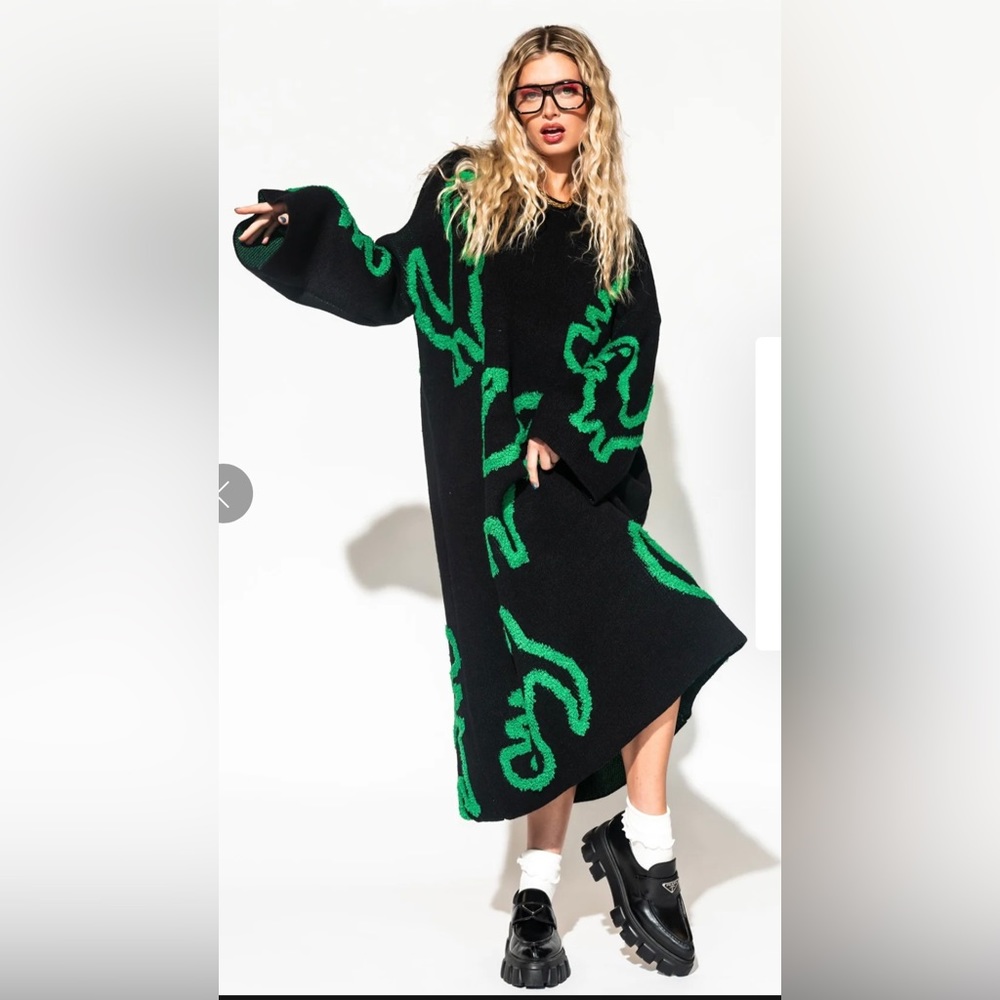 NWT LALA ORIGINAL: Rawr Means I Love You Oversized Knit Dress Size S/M dinosaur